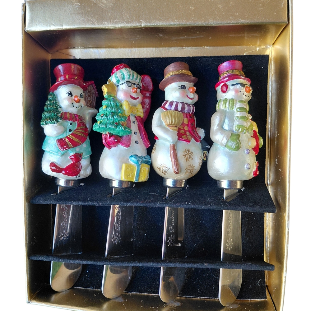 Christopher Radko Holiday Snowman Spreader Knife Set Of 4. 5"